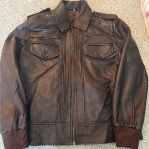 Men's Brown Leather bomber Jacket